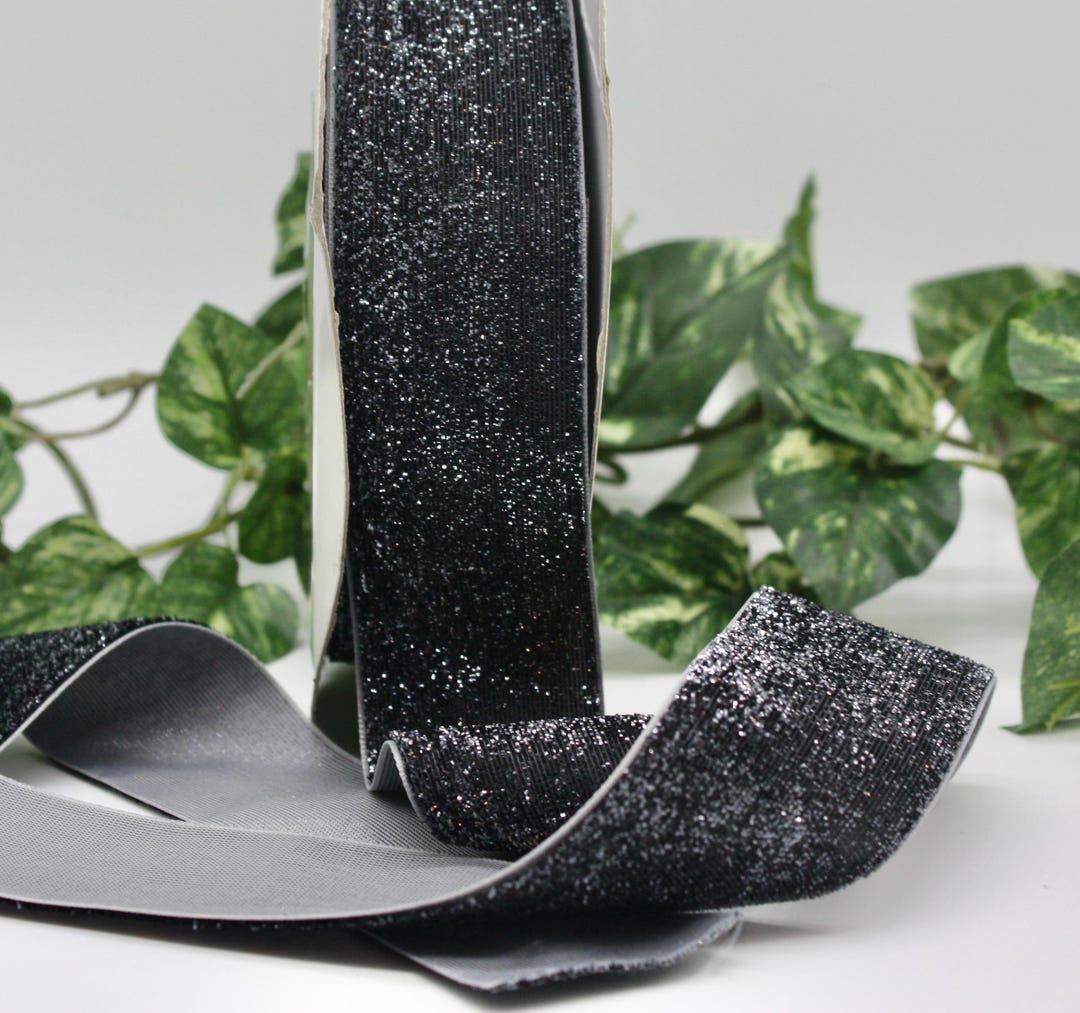 Charcoal Glitter Ribbon 1.5