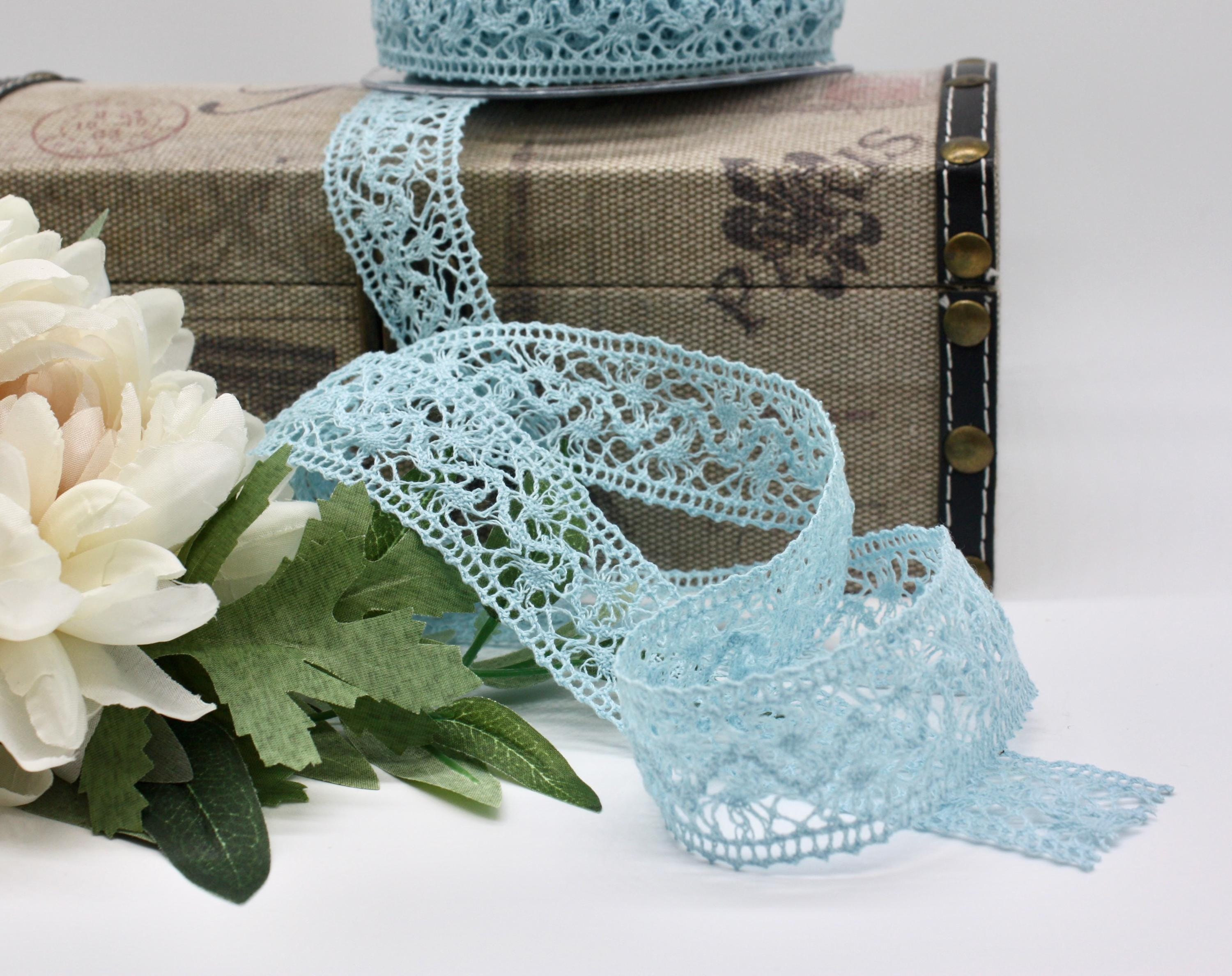 Light Blue Crochet Lace Ribbon: 1.5