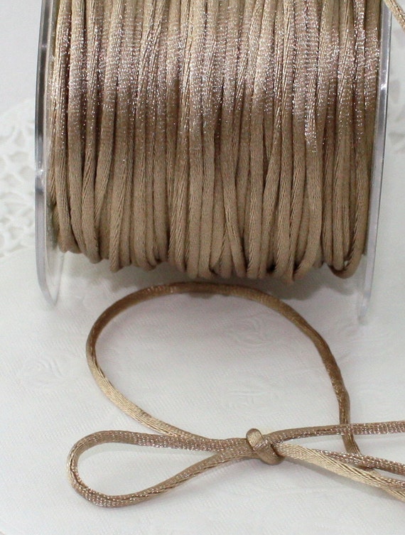 Taupe Satin Jewelry Cord String 1/8 Wide BY THE YARD 