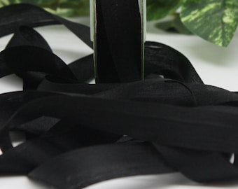 Black Silk Ribbon 1/2" wide BY THE YARD