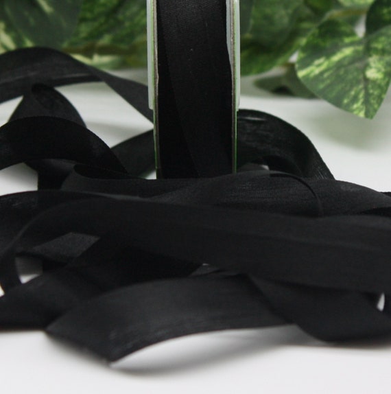 Black Silk Ribbon 1/2 wide BY THE YARD