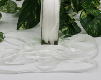 2 yards White Silk Ribbon 1/8" wide