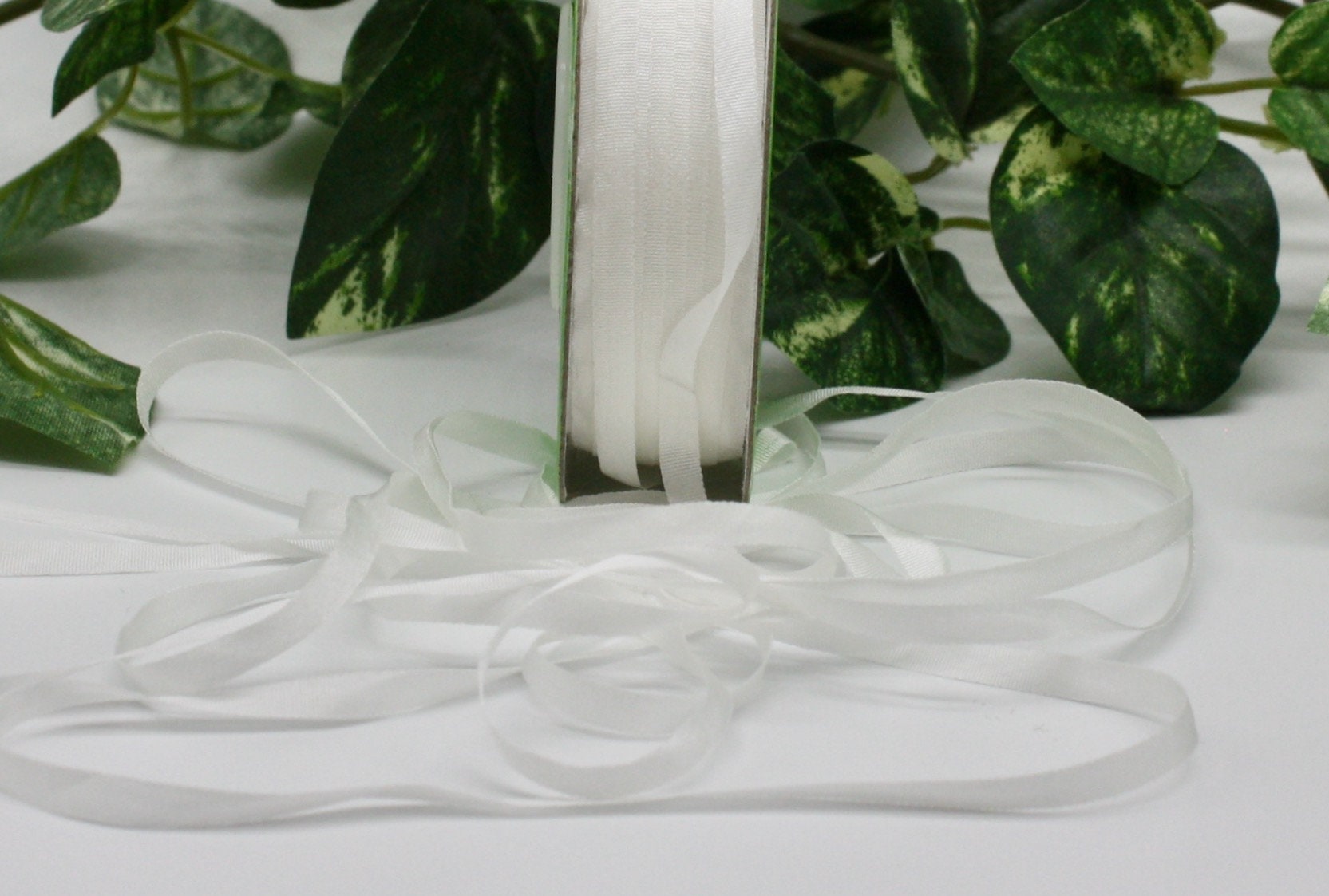 2 Yards White Silk Ribbon 1/8 Wide 