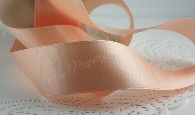 Peach double faced satin ribbon 15 wide by the yard pantone  etsy