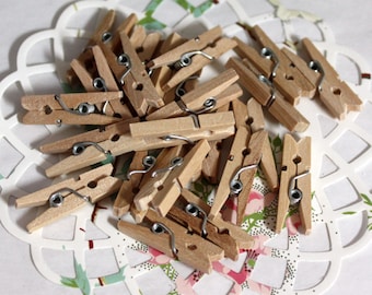 50 Mini Clothespins: 1-inch Natural Wood Clips