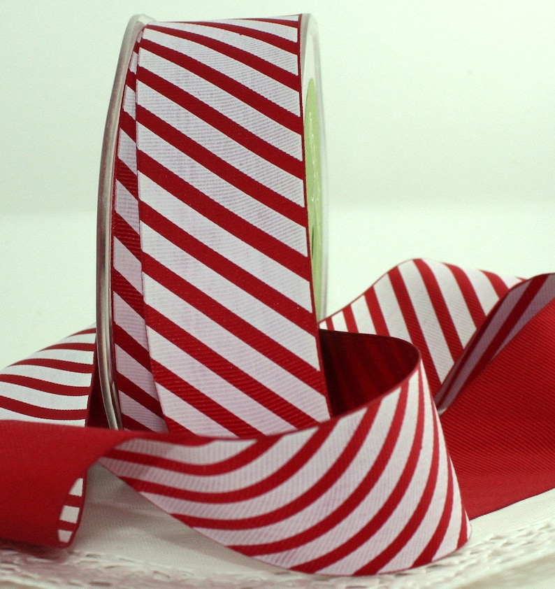 Red and White Stripe Ribbon 1.5 Wide by the Yard Christmas Etsy