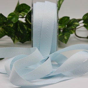Light Blue Organza Ribbon with Gold Edge, 25 yards-ORGE-LB