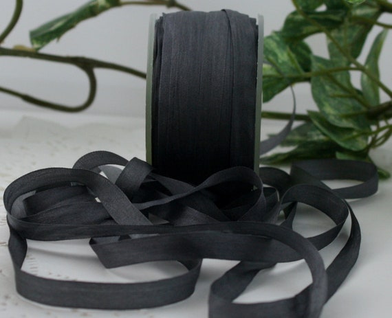 Black Silk Ribbon 1/2 wide BY THE YARD