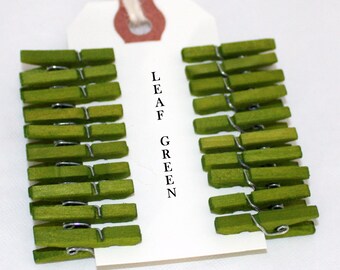 Leaf Green Clothespins, Pantone Tender Shoots, Tag Clips, Photo Clips, Wish Tree Clips, Photo Props, Wedding