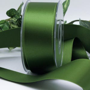 Dark Moss Green Satin Ribbon 1.5&quot; wide BY THE YARD Double Faced Swiss Satin