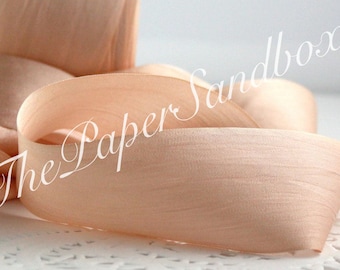 Champagne Blush Silk Ribbon 1.25” wide by the yard