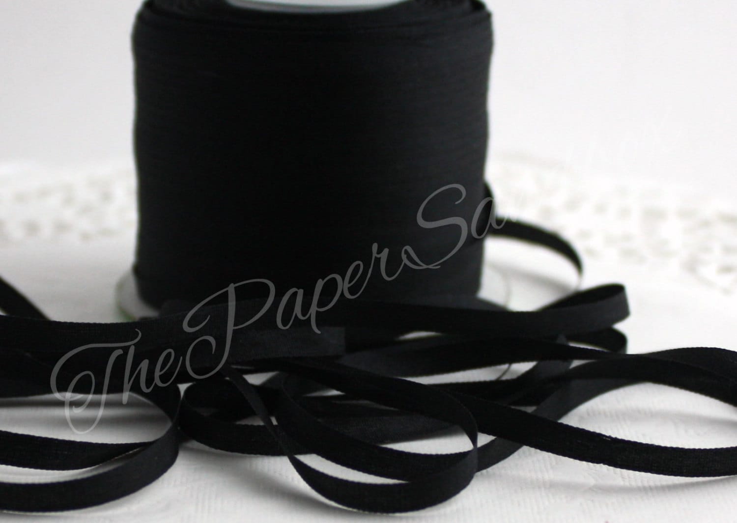 Silk ribbon - deep black, Solunière