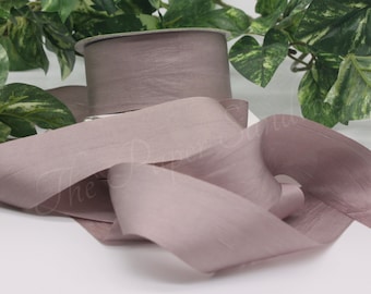French Gray Silk Ribbon 1/4" -  1.25" wide by the yard, Pantone Sphinx