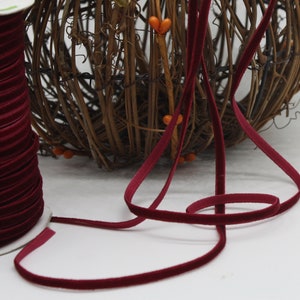 Burgundy Velvet Ribbon 1/8&quot; wide BY THE YARD