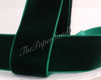 Green Velvet Ribbon 1.5" wide by the yard