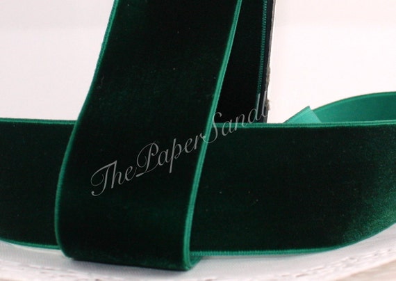 Green Velvet Ribbon 1.5 wide by the yard