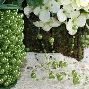 Leaf Green Pearl Bead Garland, Beads BY THE YARD