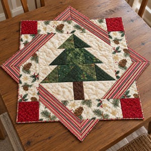Festive Star Quilt Pattern 20195D, Christmas Tree Table Topper, Holiday Patchwork Pattern