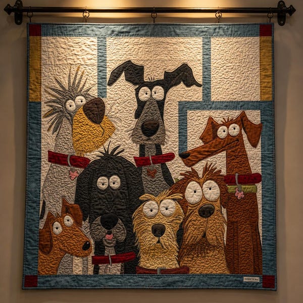 Canine Chaos 03302L Handmade Dog Quilt Wall Hanging, Funny Puppy Pet Art