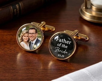Custom Photo Wedding Cufflinks – Personalized Father of the Bride & Groom Gift