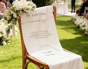 Memorial Wedding Chair Sign Reserved Banner for Loved Ones In Loving Memory Sign Reserved Wedding Memorial Chair Sign Memorial Wedding Sign