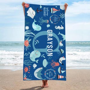 Benutzerdefinierte Strandtuch mit Namen, Pool-Handtuch, Sommer-Strand-Accessoire, Badetuch Benutzerdefiniertes Strandtuch mit Namen, Urlaubsgeschenk, Team-Geschenk