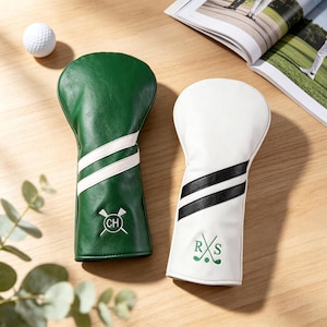 Personalisierte Golfschlägerhaube aus PU-Leder, individuell besticktes Golfaccessoire mit Monogramm