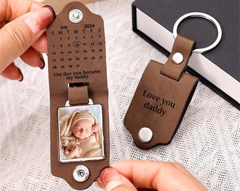 Glimmerday Porte-Clés Papa Avec 2-5 Noms Porte-Clés Photo Personnalisé Cadeau De Fête Des Pères Porte-Clés En Acier Titane Argent Cadeau D'anniversaire Pour Papa