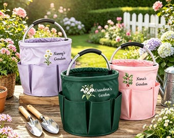 Personalized Garden Tool Set with Birth Flower & Tote Bag, Custom Gardening Gift for Mom, Grandma, Wife, Birthday, Mother's Day Present