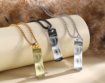 Collar personalizado con foto de ojo, joyería con retrato grabado, regalo romántico