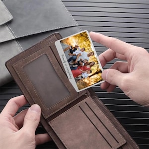 Custom Metal Photo Wallet Card,Personalised Picture Wallet Insert,Anniversary Photo Gift ,Father&#39;s Day Gifts for Him- Photo Love Note Card