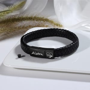 Custom Cremation Bracelet,Personalized Ashes Bracelet Dog Urn Bracelet Leather,Engraved Pet Ashes Bracelet,Pet Memorial Gift,Pet Loss Gift