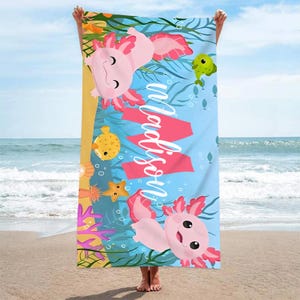 Personalisiertes Strandtuch, personalisiertes Namensbadetuch, Kinder-Lachetuch, Unterschriften-Strandtuch für Kinder, Enkelkinder, außerhalb der Party, Urlaubsgeschenk