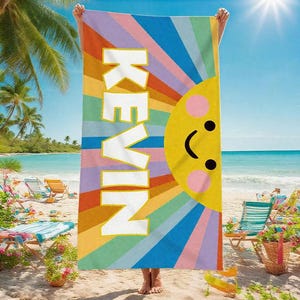 Benutzerdefinierte Strandtuch mit Namen, Pool-Handtuch, Sommer-Strand-Accessoire, Badetuch Benutzerdefiniertes Strandtuch mit Namen, Urlaubsgeschenk, Team-Geschenk