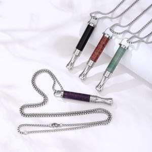 Breathing Necklace for Anxiety Relief, Mindfulness Breathing Tool with Natural Calming Crystal Stress Relief Breathlace Chain for Men Women