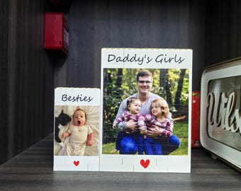 Gepersonaliseerde Daddy & Me bouwsteen fotoblok, Vaderdag, cadeau voor papa, bouwsteen, puzzel, opa, opa, verjaardagscadeau