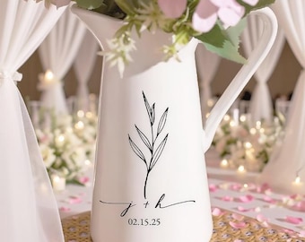 Vaso da sposa personalizzato, regalo in ceramica inciso personalizzato