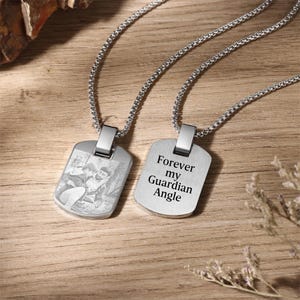 Custom Photo Dog Tag Pendant Necklace Engraving Date/Text/Pictures, Stainless Steel Personalized Necklace for Men Women, Father&#39;s Day Gifts