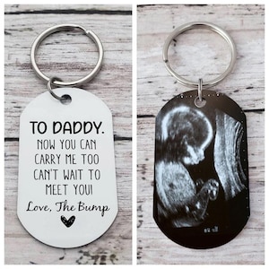 Llavero personalizado con ultrasonido, acero inoxidable, regalo para futuro papá