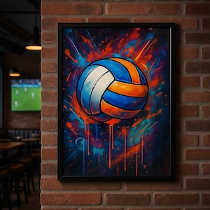 Volleyball Wall Art Print – Abstract Splash Poster, Sports Room Decor, Volleyball Gift for Player, Modern Athletic Artwork, Volleyball art