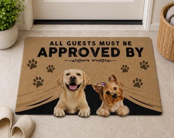 Personalized Dog Doormat, All Guests Approved, Funny Welcome Mat, Dog Lover Gift