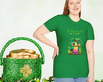 St Patrick's Day Parrot T-Shirt, Green Irish Parrot, Wings of Fortune Parrot, St Paddy's Day, Lucky Irish Parrot, Parrot Lovers Tee