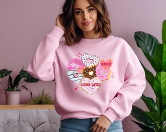 Womens Valentine Sweatshirt, Love Bites Valentines Shirt, Hugs and Kisses Shirt, Valentine Birthday Gift