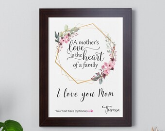 Custom Framed Poster For Mother's Day, Personalize Mother's Day Gift, A Mother's Love Is, Heartfelt Gift For Mom, Birthday Gift