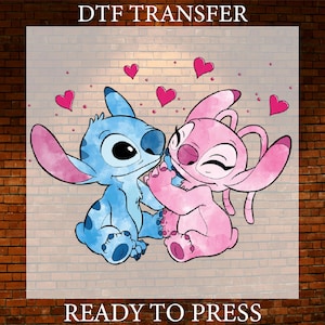 Stitch and Angel Dtf Transfer, Disney Stitch Dtf Press, Stitch Love Dtf Print, Ready To Press,Stitch Disneyworld Shirt Dtf,Bulk Dtf Transfer