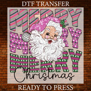 Merry Christmas Santa Face DTF Transfer, Ready to Press