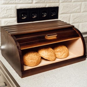 Wooden Bread Box - Handcrafted In Venge Finish From Fine Beech Wood, Offering Durable, Spacious Kitchen Storage And Rustic Charm.