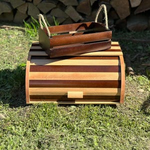 Wooden Bread Box, Crafted from Beech Wood, Ideal for Kitchen Storage and Rustic Countertop Organization, with Roomy Lasting Utility