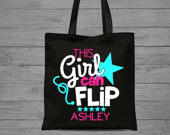 This Girl Can Flip Gymnastics Tote Bag | Gymnastics Bag | Gymnastics Gift | Girls Gymnastics Bag | Personalized Tote | Canvas Tote Bag