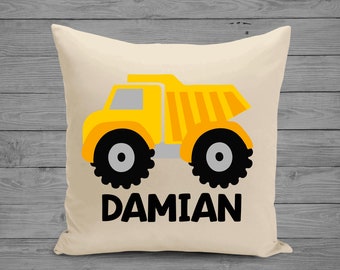 Dump Truck Pillow | Boys Pillow | Construction Pillow Cushion |  Boys Decorative Pillow | Construction Decor | Boys Gift | Boys Birthday